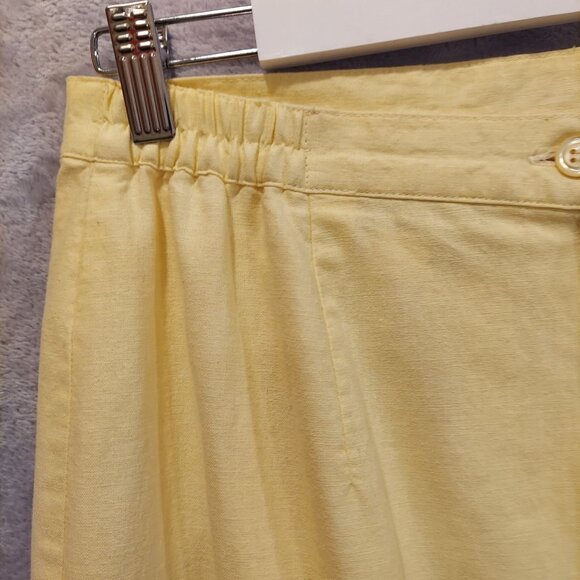 Adolfo Studio Womans 14 Skirt Yellow Linen Cotton lined Midi Career Preppy - Picture 7 of 13